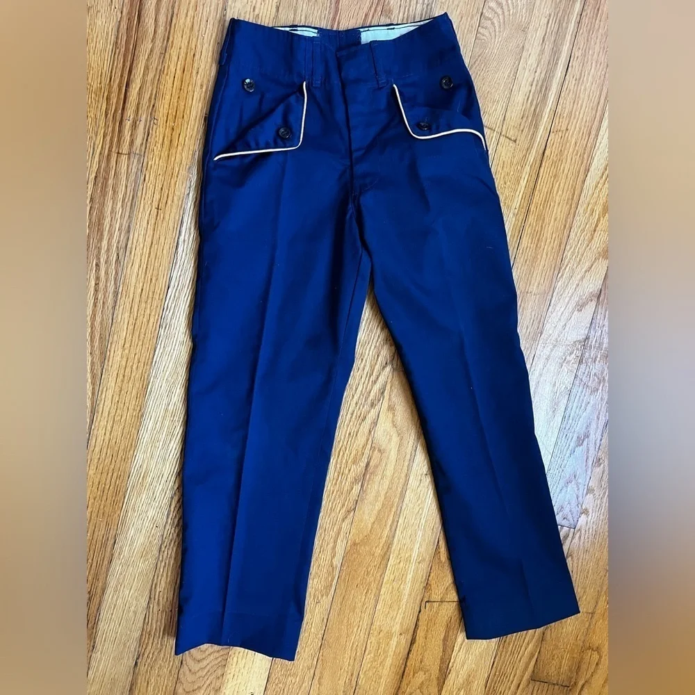 Vintage 1950s–60s Cub Scouts BSA Uniform Pants – Navy Blue with Gold Piping 🤎